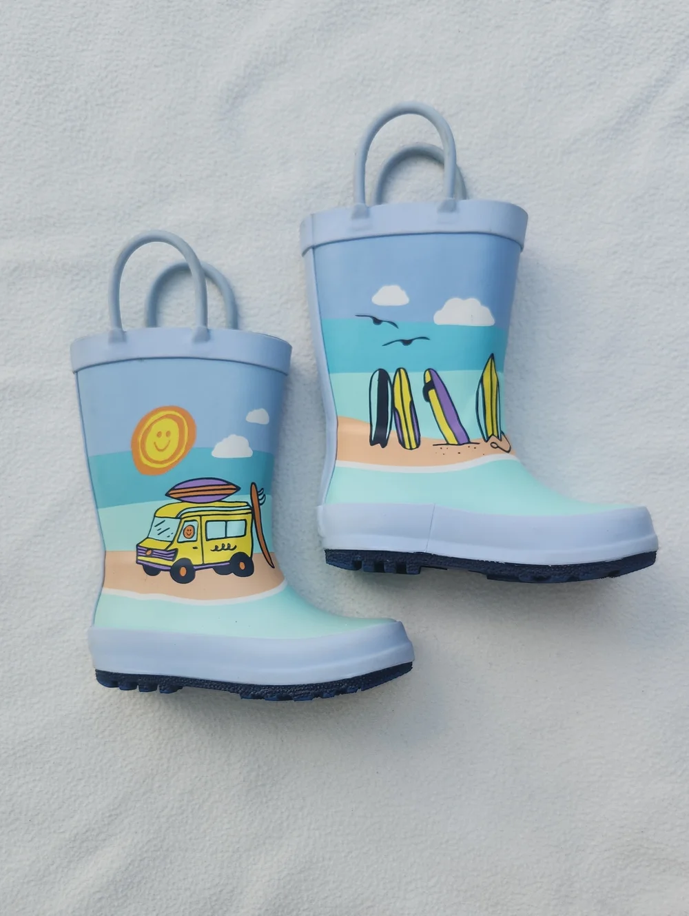 Boys Beach Surf Van Rain Boots Waterproof Rubber Size 6